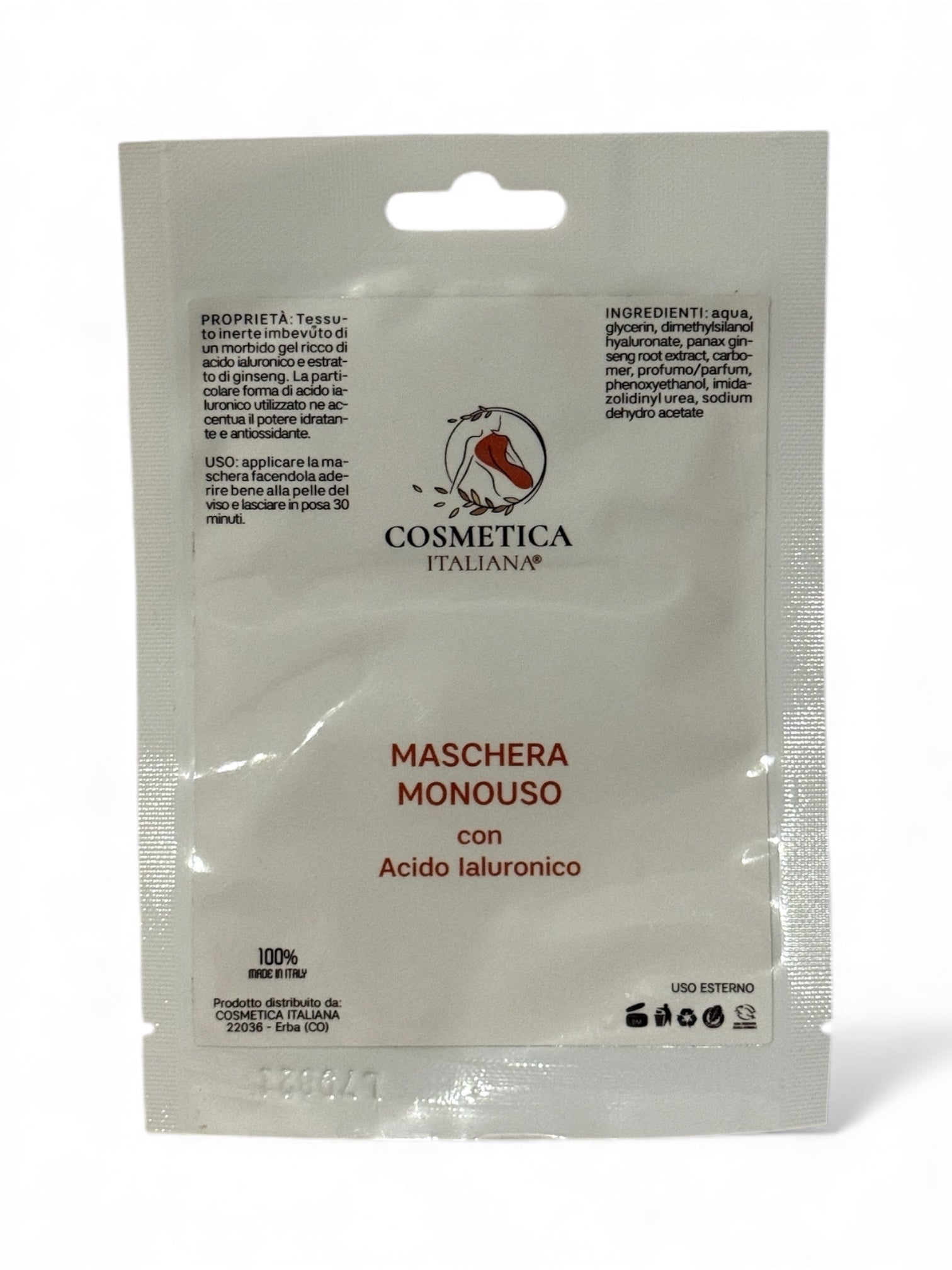 MASCHERA MONOUSO con Acido Ialuronico